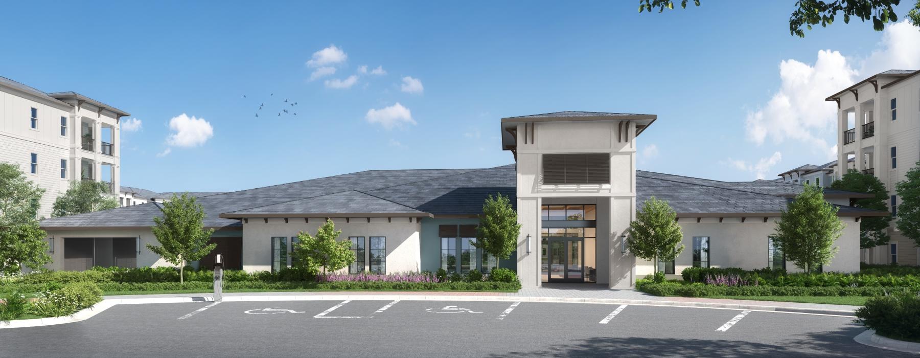 leasing office with parking lot