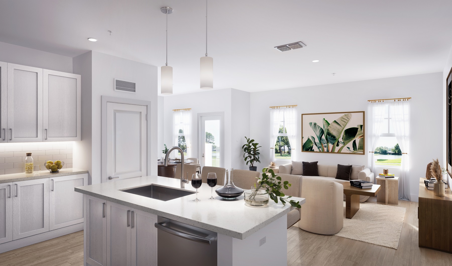 Kitchen and Living Room at Northhaven
