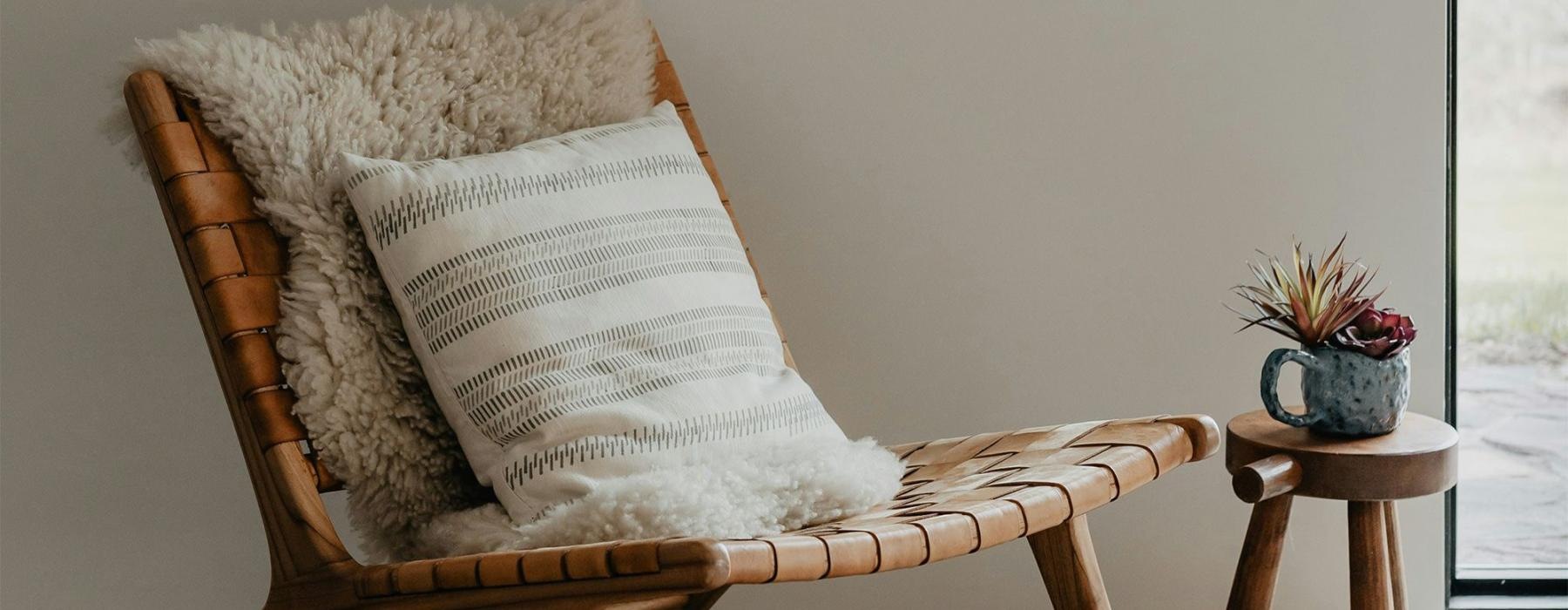 a chair with a pillow